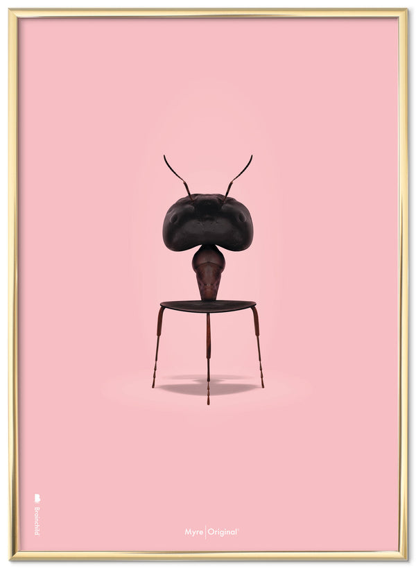 Brainchild myre plakat, rosa baggrund, messing guld plakatramme