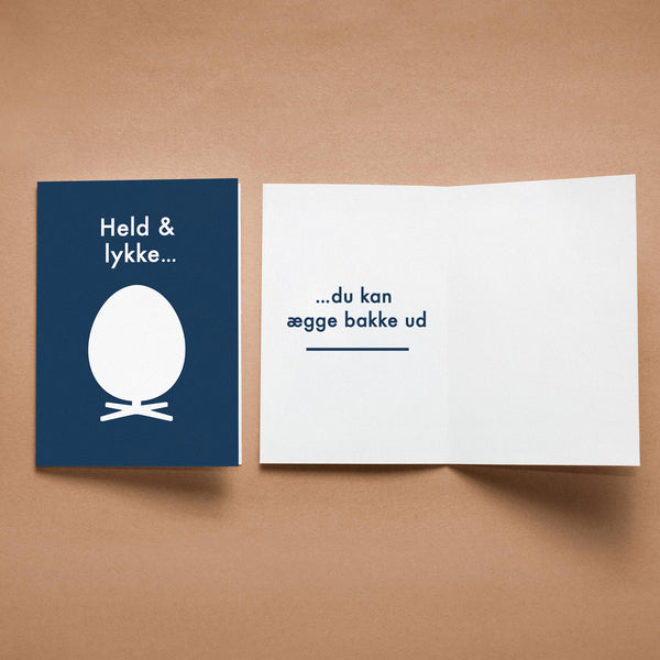 Brainchild – Anledningskort – Blå – Held & lykke... du kan ægge bakke ud