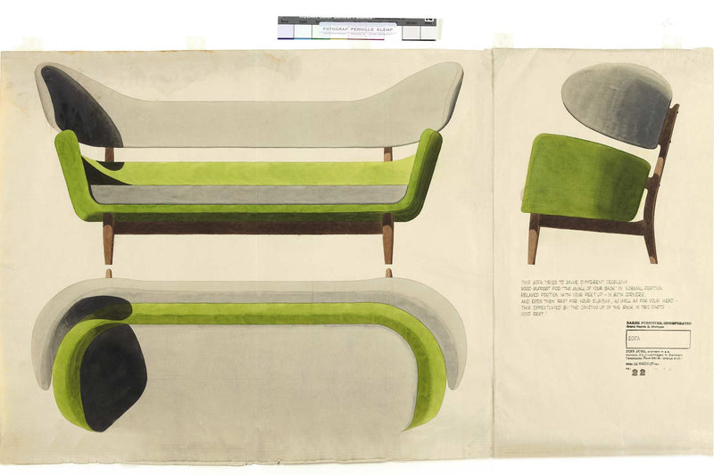 Finn Juhl akvareller, sofa, dansk designbog